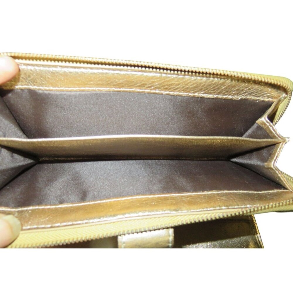 Coach Signature C Canvas Leather Glitter Zip Around & Snap Closure Long Wallet - Picture 5 of 12